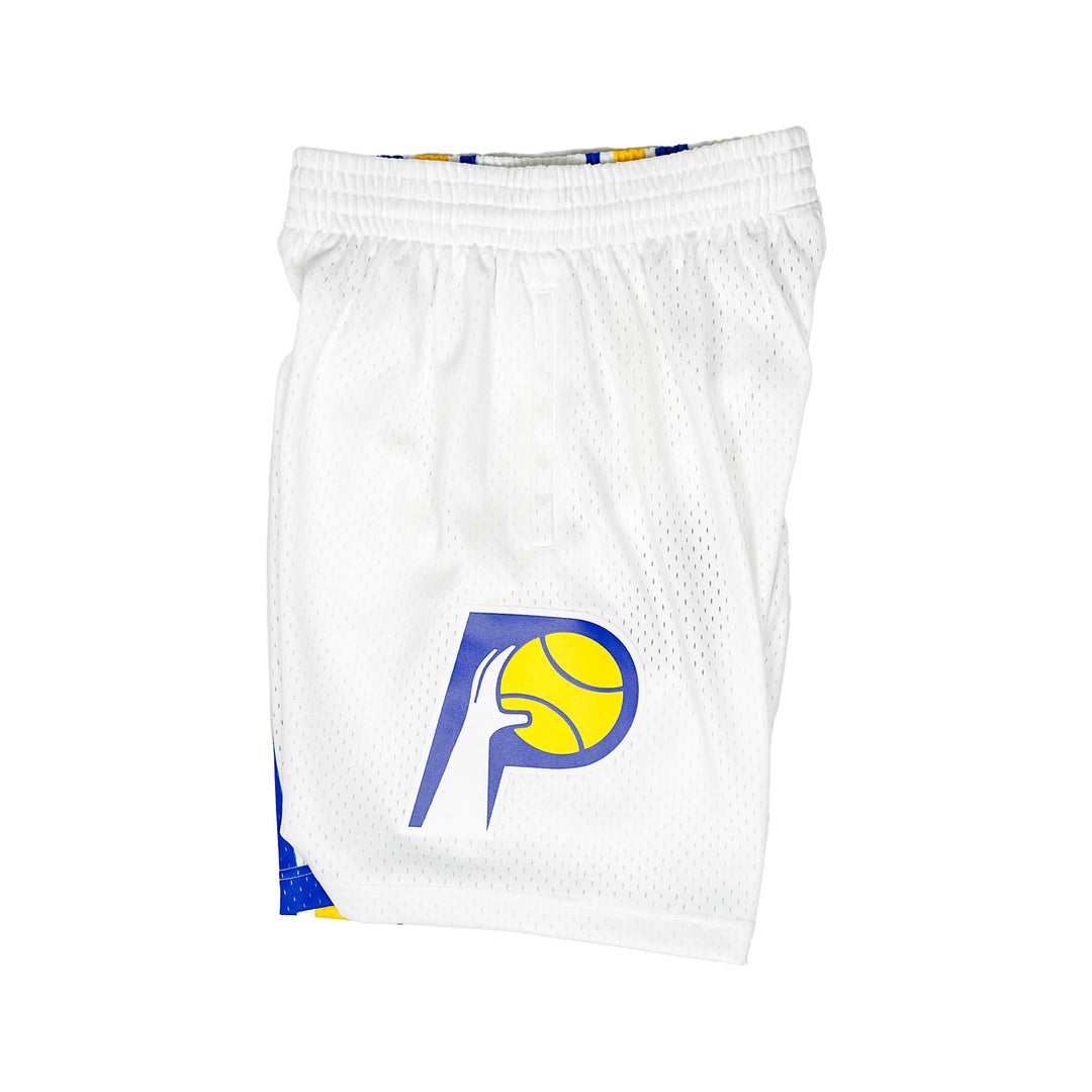 Adult Indiana Pacers '03 Swingman Shorts in White by Mitchell and Ness - Left Side View