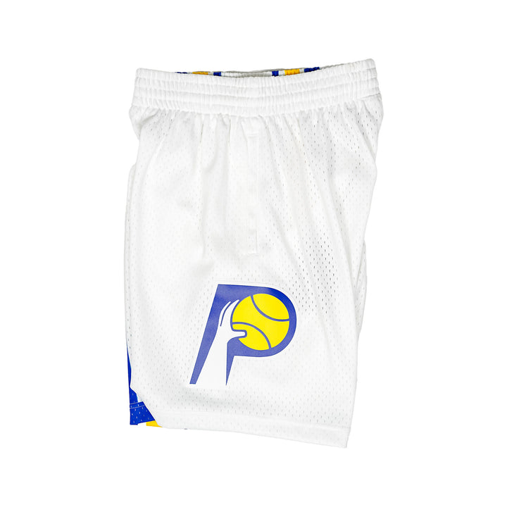 Adult Indiana Pacers '03 Swingman Shorts in White by Mitchell and Ness - Left Side View