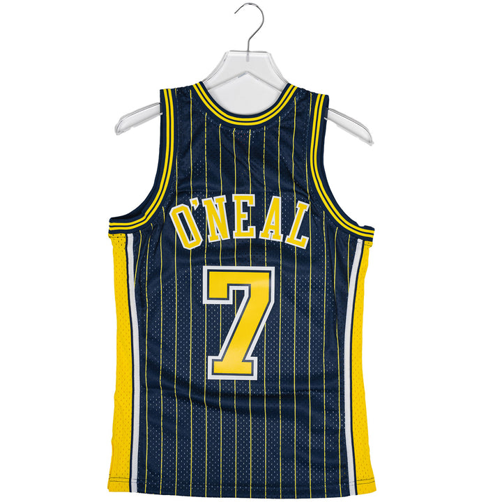 Adult Indiana Pacers Jermaine O'Neal #7 Navy Pinstripe Hardwood Classic Jersey by Mitchell and Ness