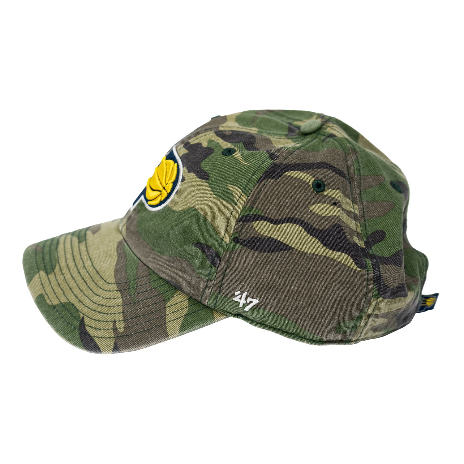 Adult Indiana Pacers Primary Logo Clean Up Hat in Camo by 47' Brand