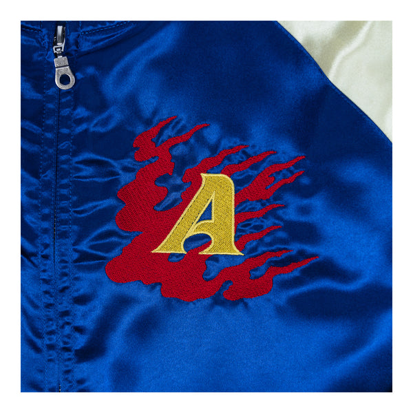 Adult NBA Asian Pacific Islander Dreamer Jacket in Royal by Authmade - Zoom View On Front Left Chest