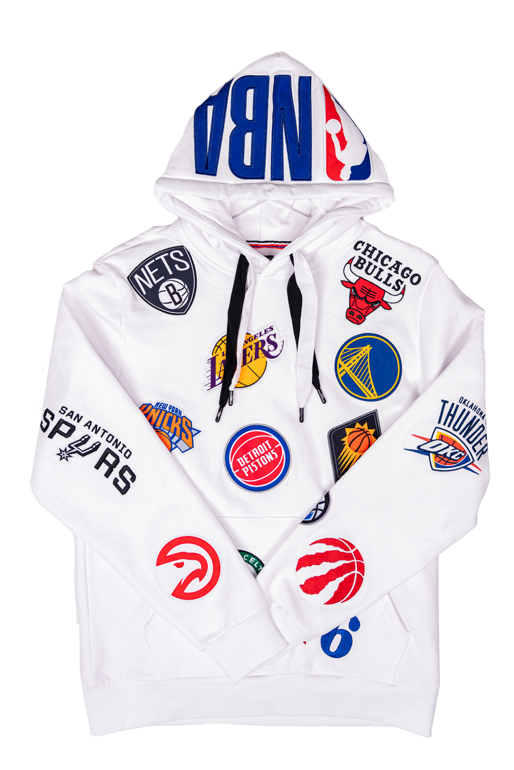 Adult Indiana Pacers NBA All Team Hooded Sweatshirt in White by FISLL Apparel