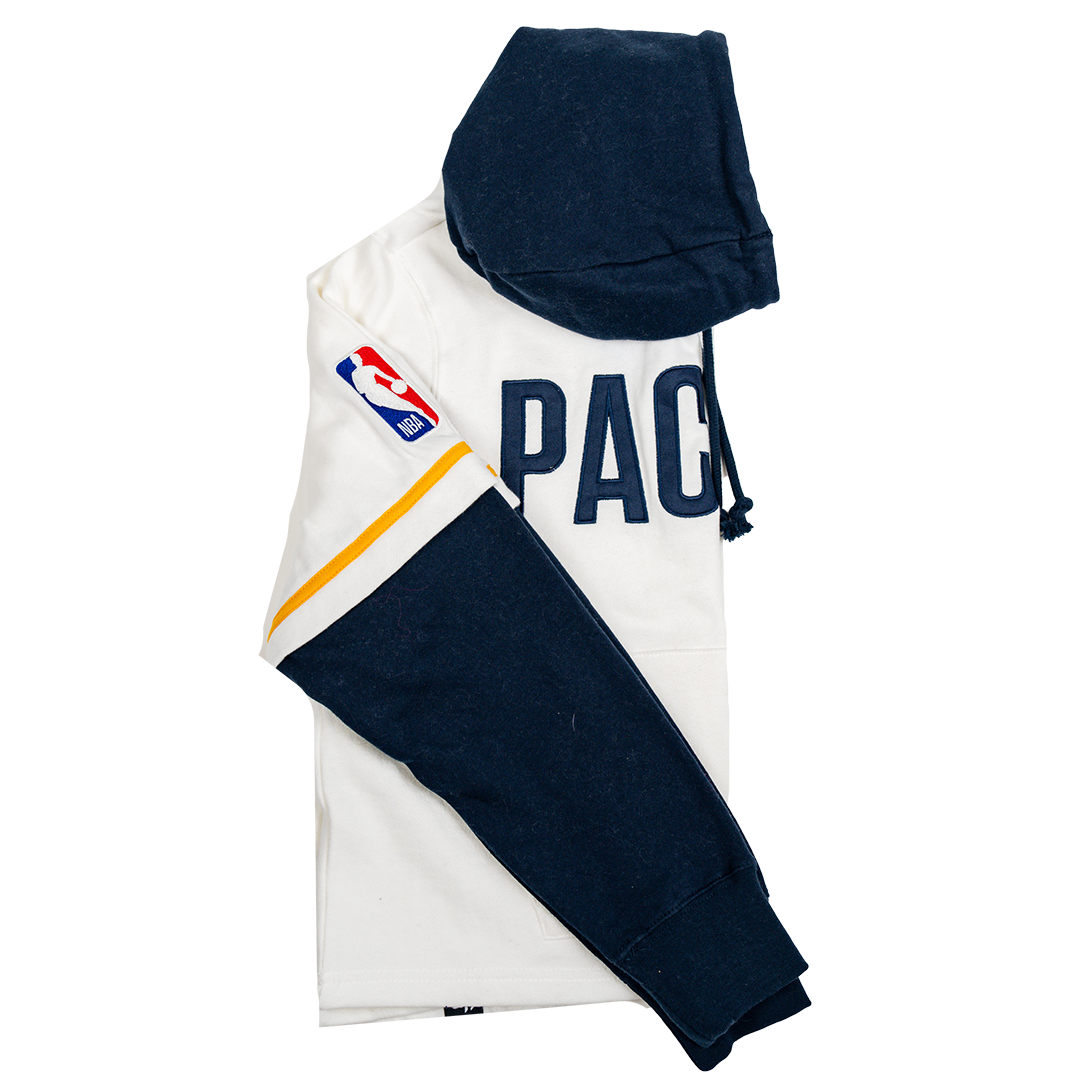 Women's Indiana Pacers Cropped Shortstop Pullover Sweatshirt in White by '47