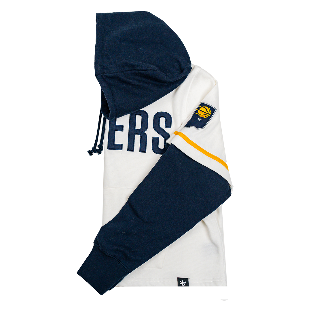 Women's Indiana Pacers Cropped Shortstop Pullover Sweatshirt in White by '47