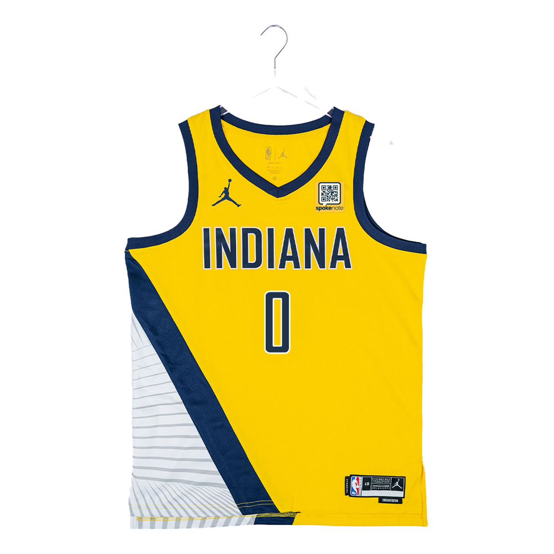 Adult Indiana Pacers 0 Tyrese Haliburton Statement Swingman Jersey by Pacers Team Store