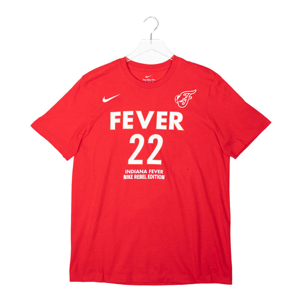 Adult Indiana Fever #22 Caitlin Clark Rebel Name and Number T-shirt in Red by Nike - Front View