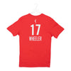 Adult Indiana Fever #17 Erica Wheeler Rebel Name and Number T-shirt in Red by Nike - Back View