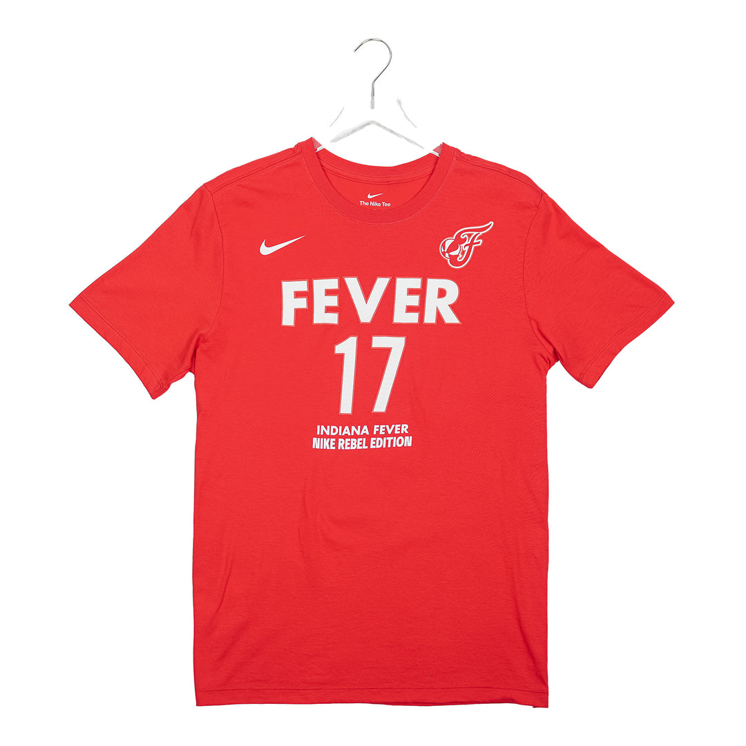 Adult Indiana Fever #17 Erica Wheeler Rebel Name and Number T-shirt in Red by Nike - Front View