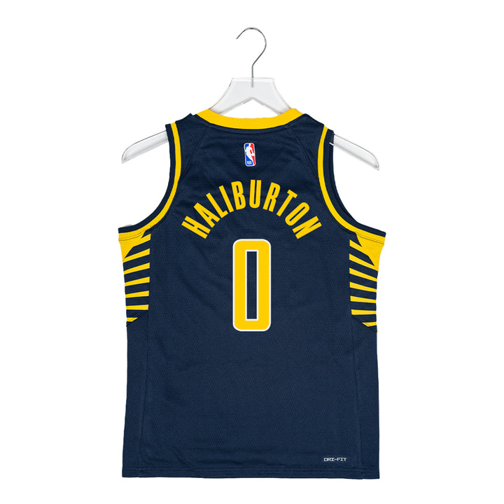 Youth Indiana Pacers #0 Tyrese Haliburton Icon Swingman Jersey by Nike In Blue - Back View