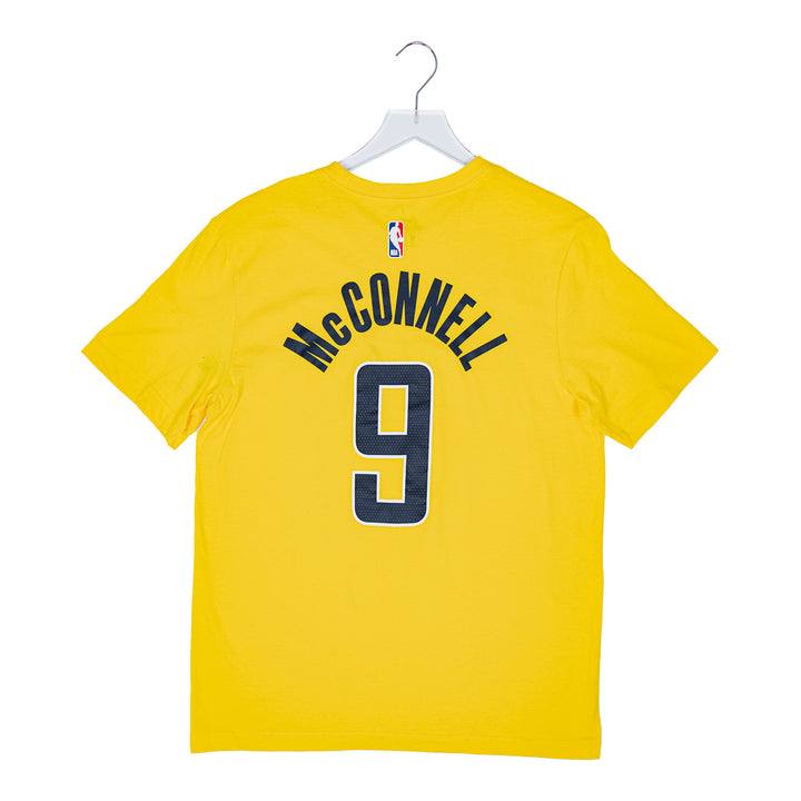 Adult Indiana Pacers T.J. McConnell Statement Name and Number T-shirt by Jordan In Gold & Blue - Back View