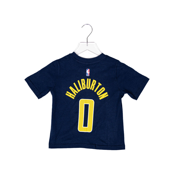 Toddler Indiana Pacers #0 Tyrese Haliburton Icon Name and Number T-shirt by Nike - Back View