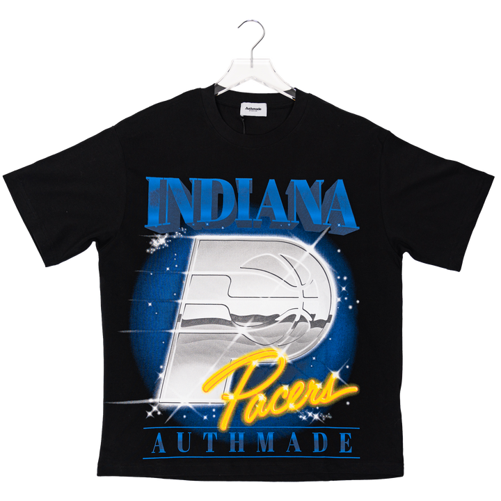 Adult Indiana Pacers Chrome Logo T-shirt in Black by Authmade