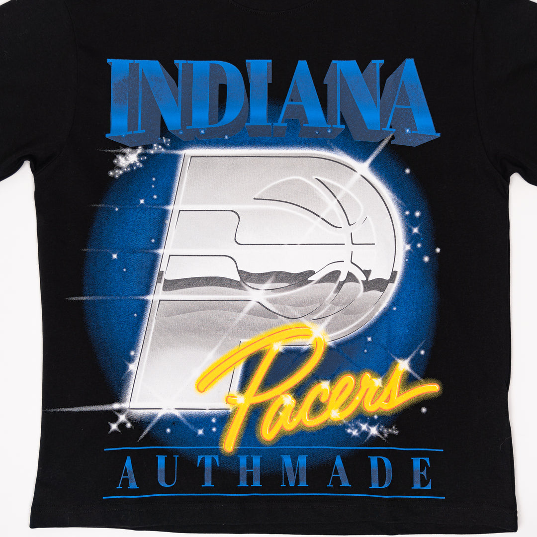 Adult Indiana Pacers Chrome Logo T-shirt in Black by Authmade