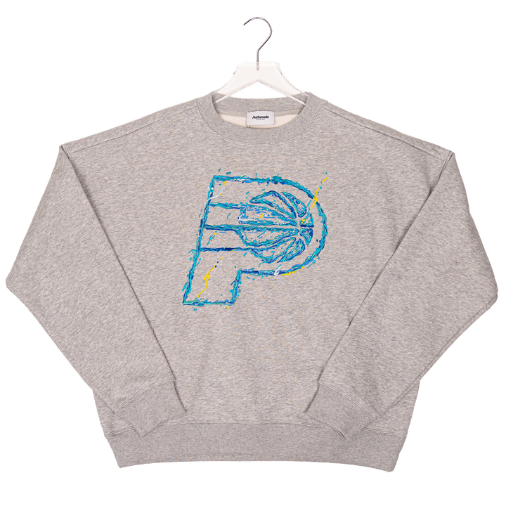 Adult Indiana Pacers 24-25' CITY EDITION Paint Splatter Crewneck Sweatshirt in Grey by Authmade