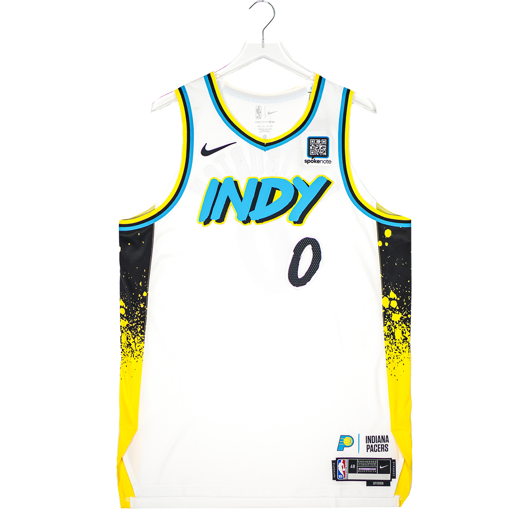 Adult Indiana Pacers #0 Tyrese Haliburton 24-25' CITY EDITION Authentic Jersey in White by Nike