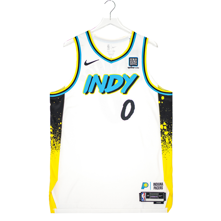 Adult Indiana Pacers #0 Tyrese Haliburton 24-25' CITY EDITION Authentic Jersey in White by Nike