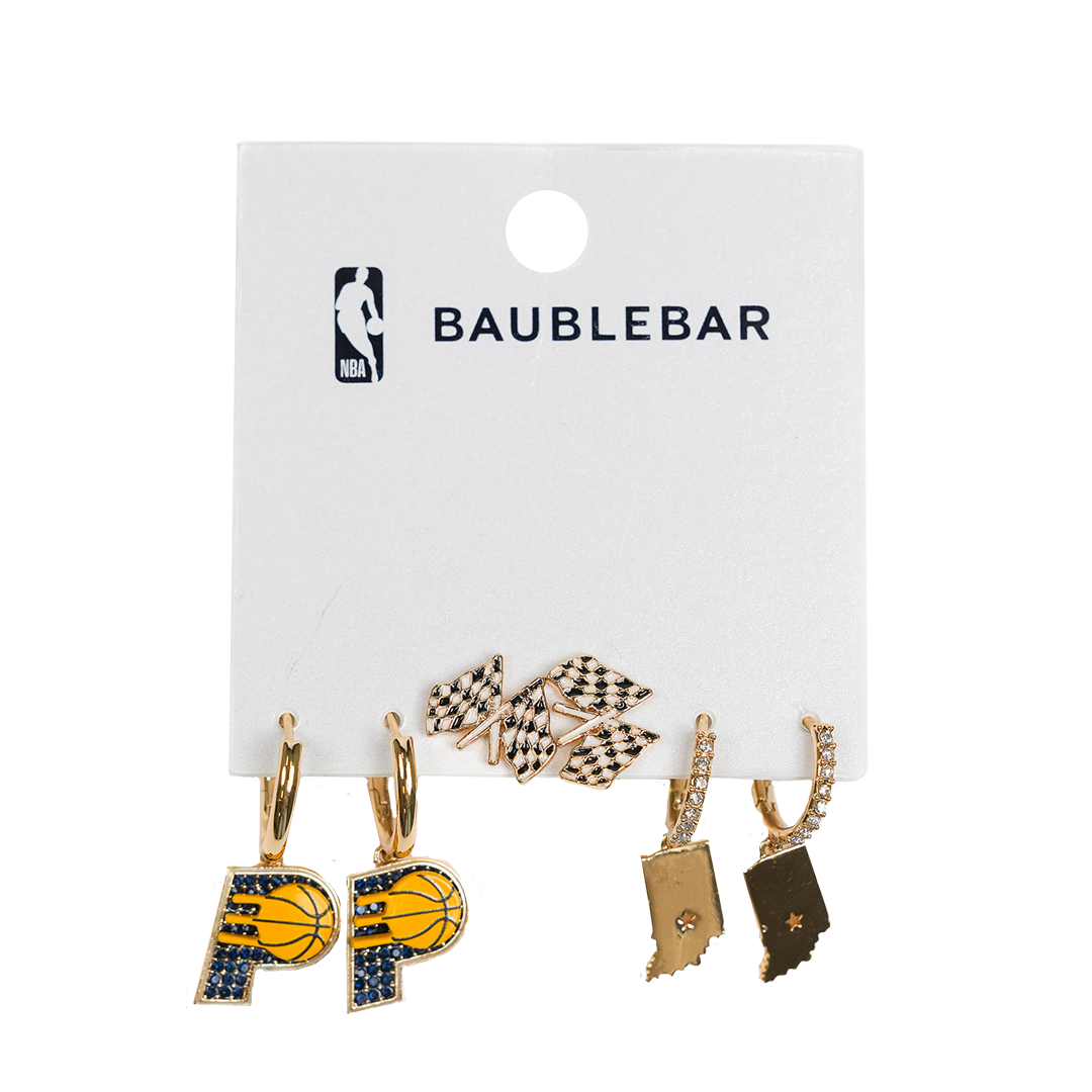 Indiana Pacers Baublebar 3 Piece Earring Set