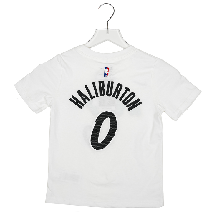 Youth 4-7 Indiana Pacers #0 Tyrese Haliburton 24-25' CITY EDITION Name and Number T-shirt in White by Nike