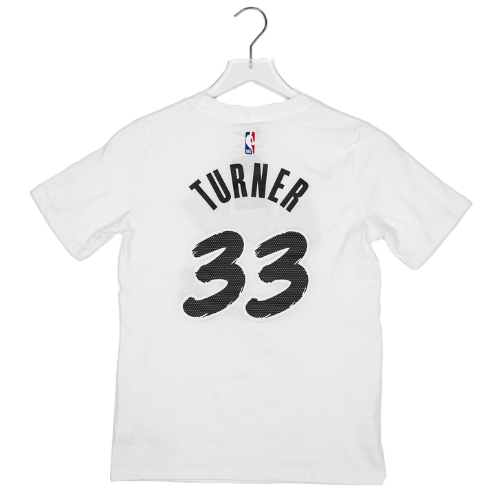 Youth Indiana Pacers #33  Myles Turner 24-25' CITY EDITION Name and Number T-shirt in White by Nike