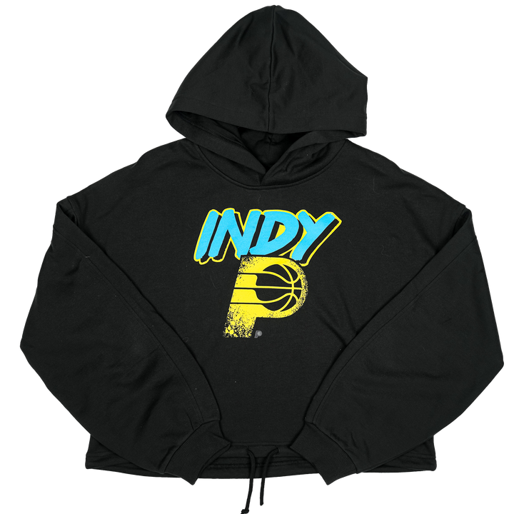 Women's Indiana Pacers 24-25' CITY EDITION Balloon Sleeve Hooded Sweatshirt in Black by New Era