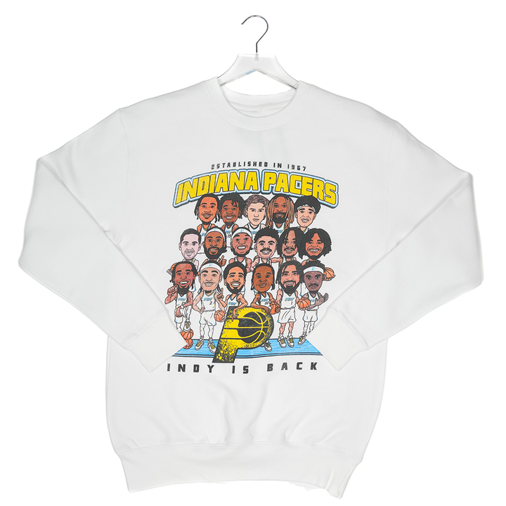 Adult Indiana Pacers 24-25 CITY EDITION Team Caricature Crewneck Sweatshirt in White by Item Of The Game