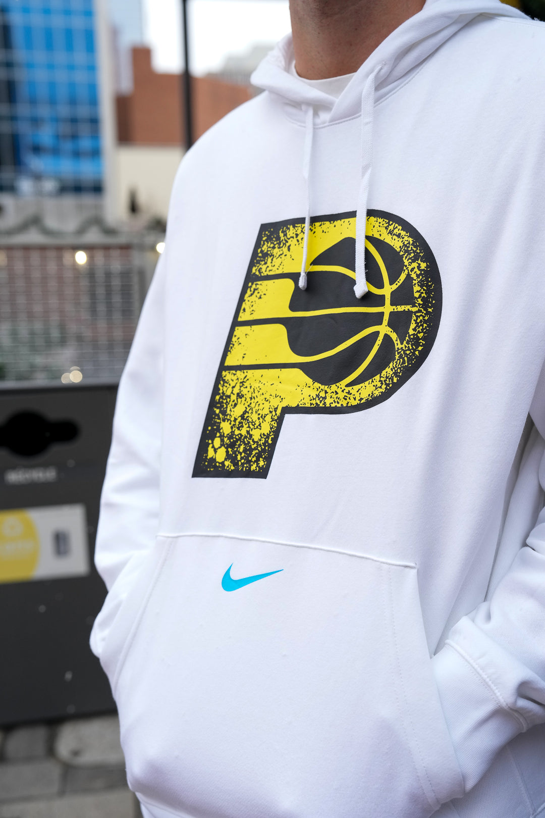 Adult Indiana Pacers 24-25' CITY EDITION Primary Logo Hooded Sweatshirt in White by Nike