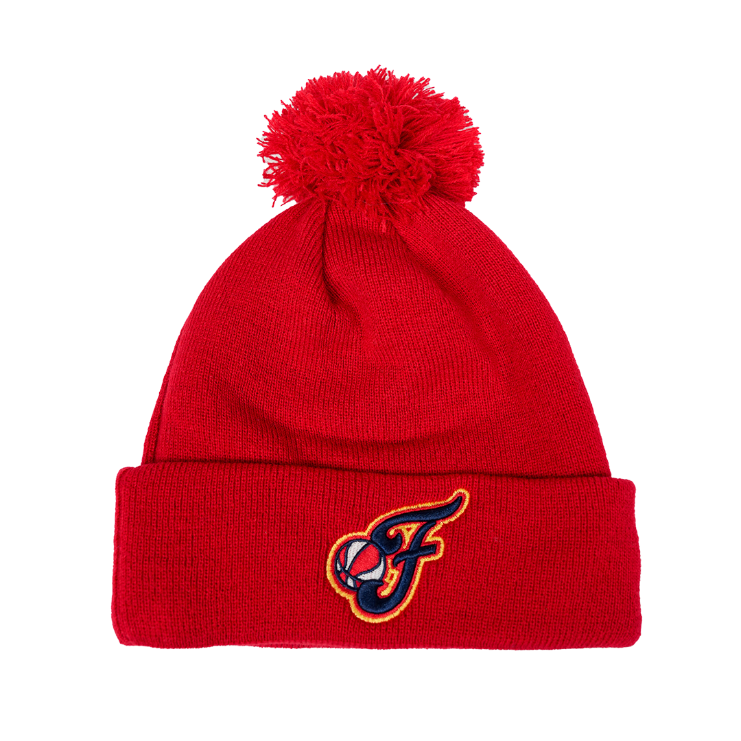 Adult Indiana Fever Caitlin Clark Secondary Logo Pom Knit Hat in Red by New Era