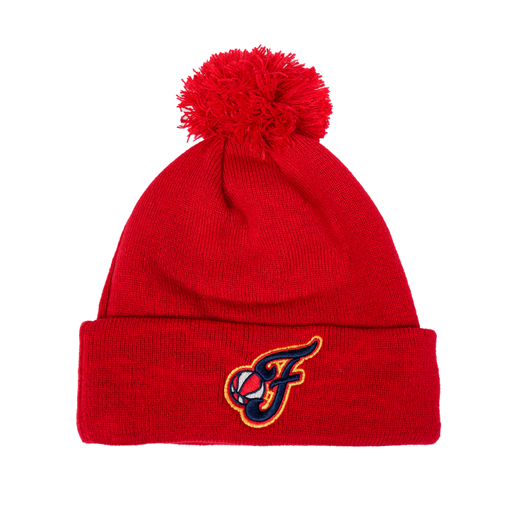 Adult Indiana Fever Caitlin Clark Secondary Logo Pom Knit Hat in Red by New Era