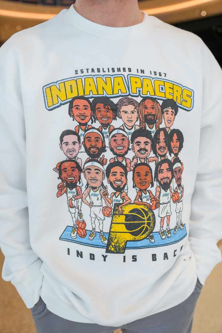 Adult Indiana Pacers 24-25 CITY EDITION Team Caricature Crewneck Sweatshirt in White by Item Of The Game