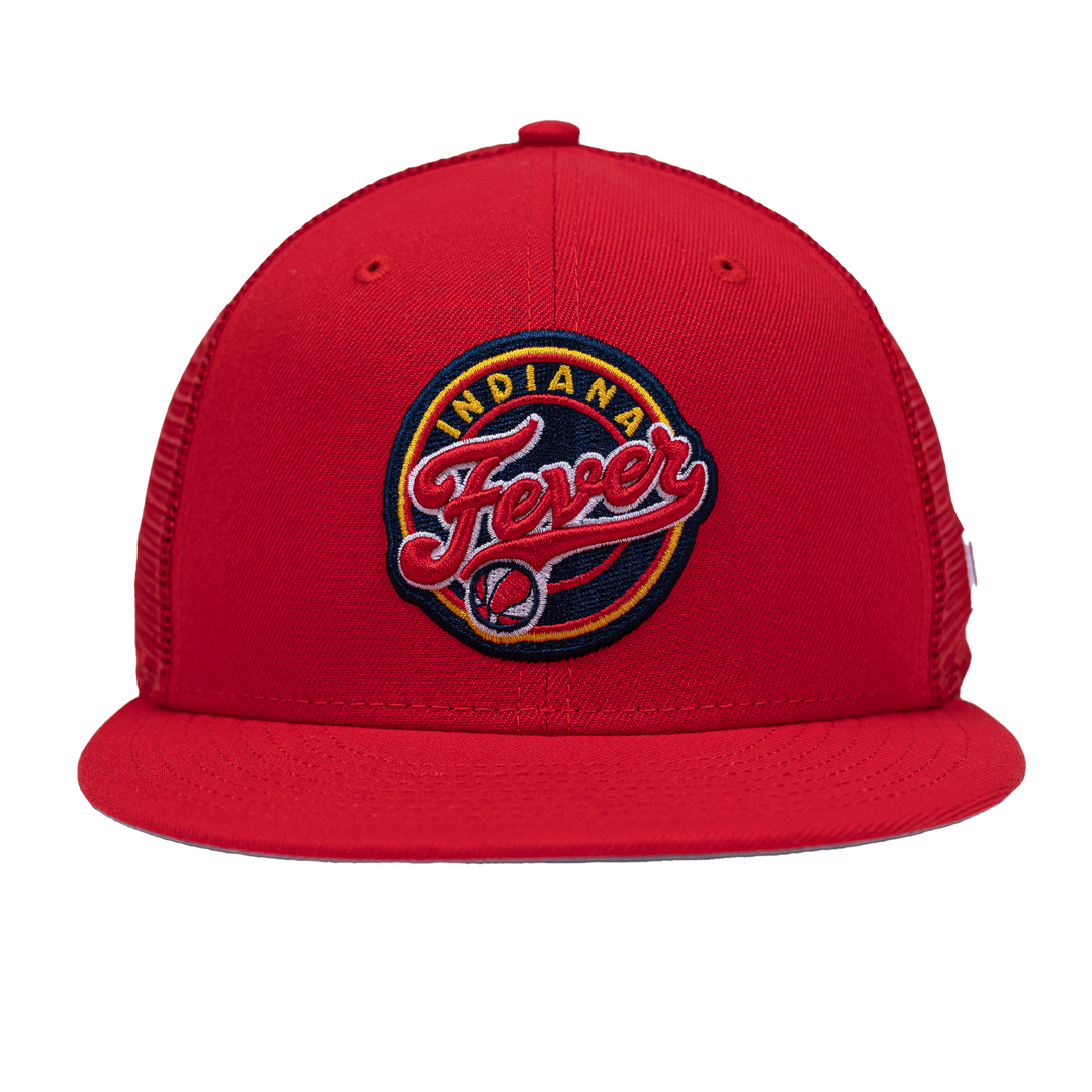 Adult Indiana Fever Primary Logo 9Fifty Trucker Hat in Red by New Era