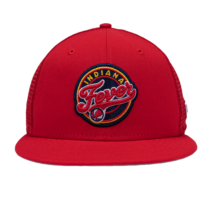 Adult Indiana Fever Primary Logo 9Fifty Trucker Hat in Red by New Era