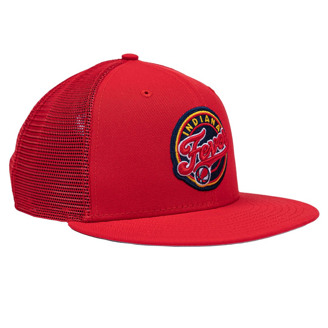 Adult Indiana Fever Primary Logo 9Fifty Trucker Hat in Red by New Era