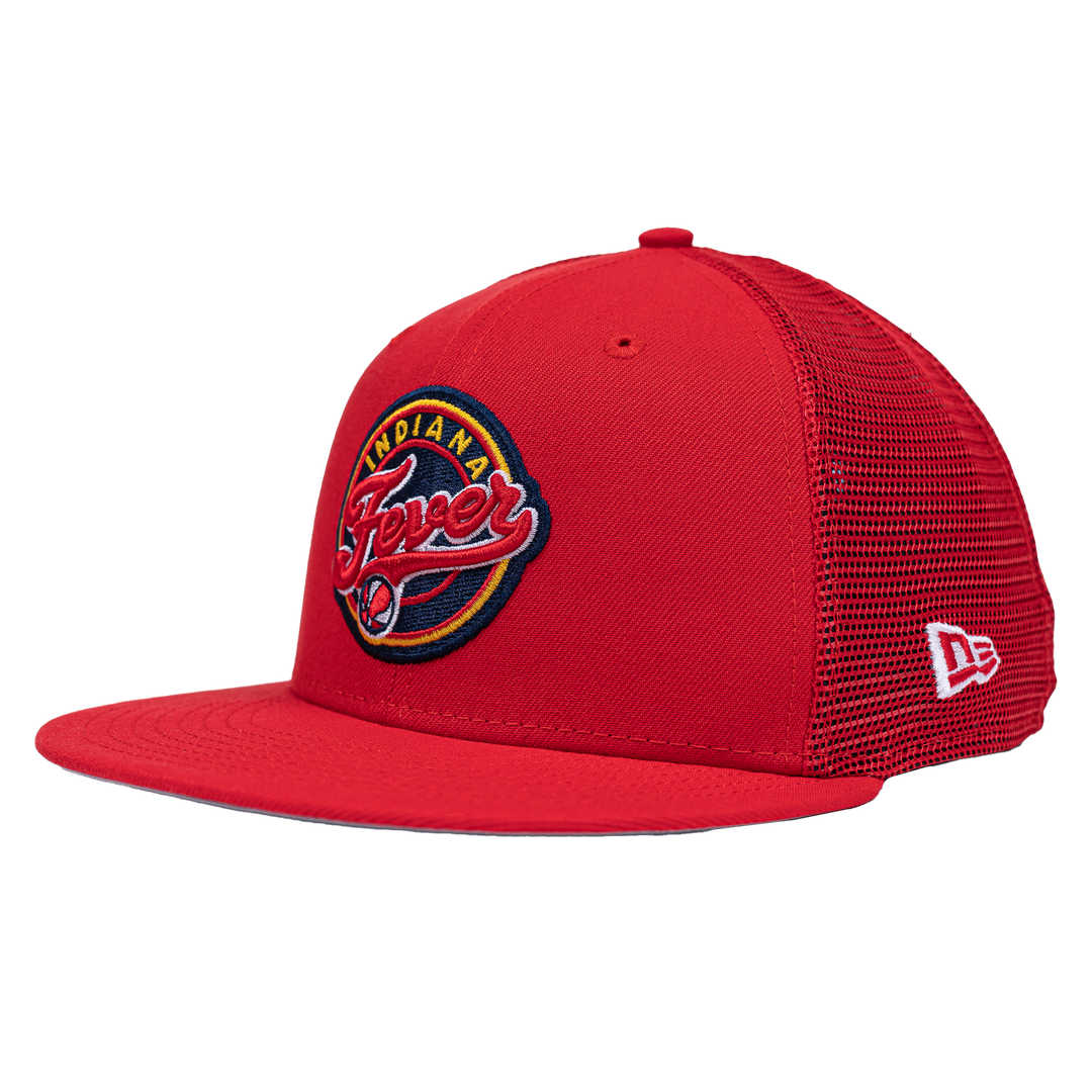 Adult Indiana Fever Primary Logo 9Fifty Trucker Hat in Red by New Era