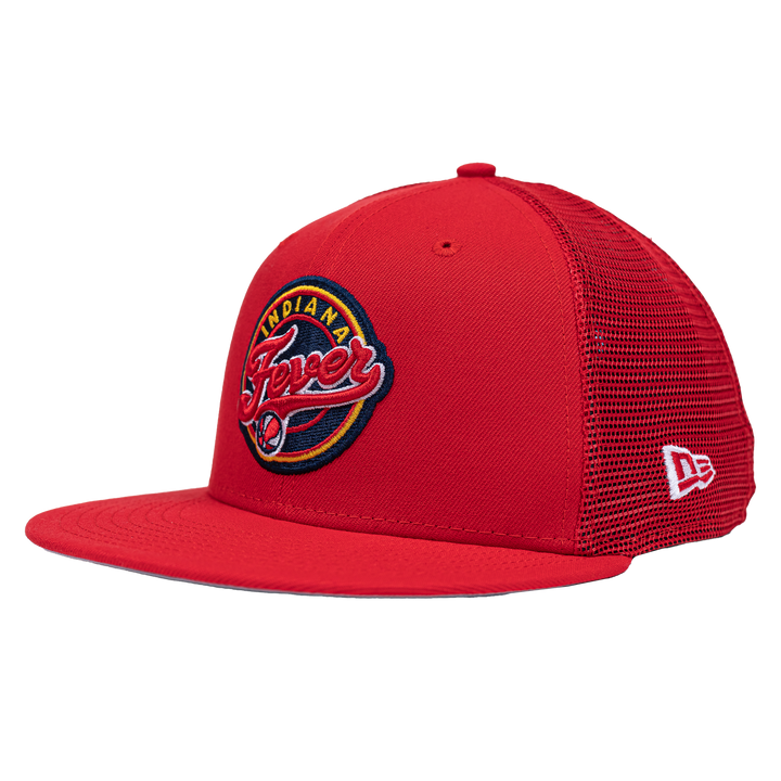 Adult Indiana Fever Primary Logo 9Fifty Trucker Hat in Red by New Era