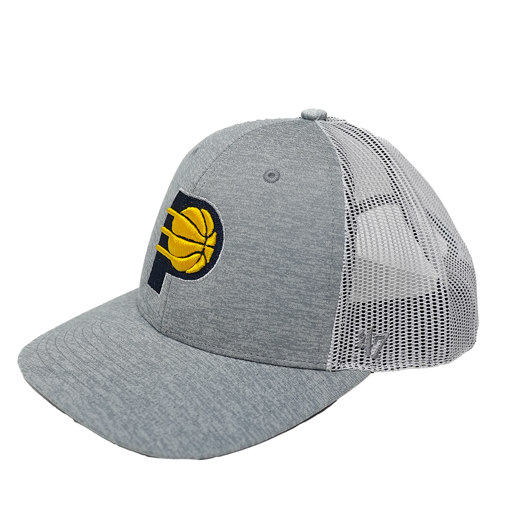 Adult Indiana Pacers Primary Logo Harrington Trucker Hat in Grey by '47