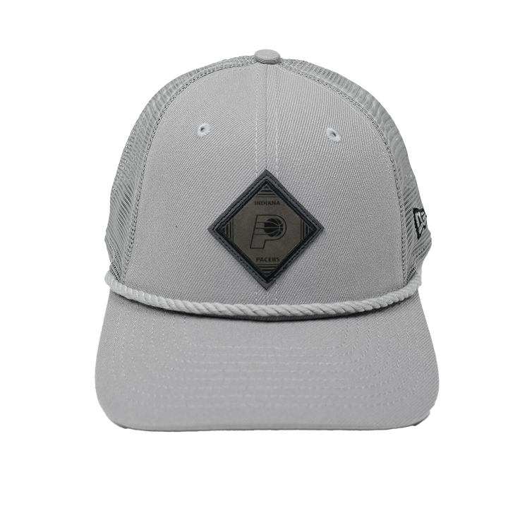 Adult Indiana Pacers Leather Logo 9Seventy Hat in Grey by New Era