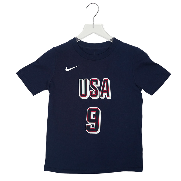 Youth 2024 Olympics Team USA #9 Tyrese Haliburton USA Basketball Name and Number T-shirt in Navy by Nike