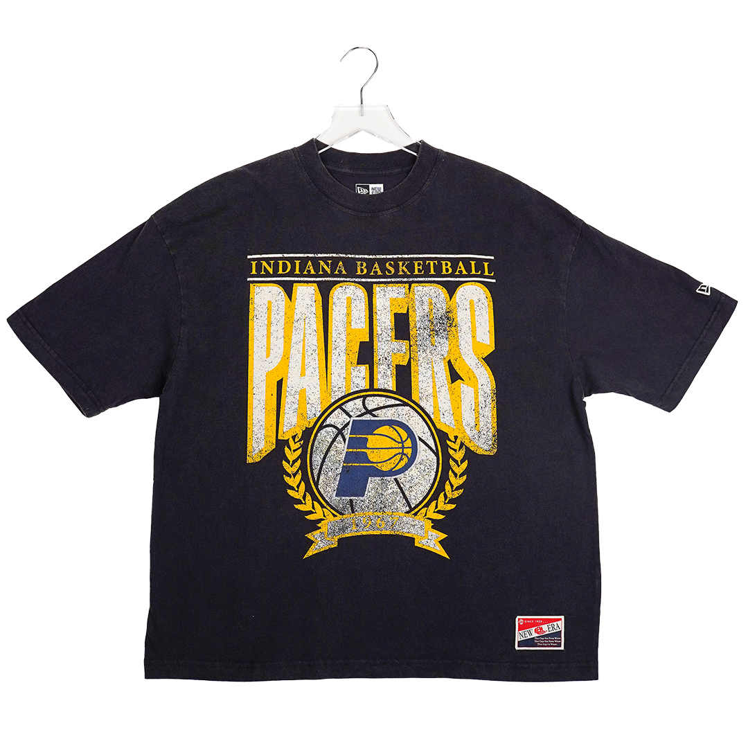 Adult Indiana Pacers Distressed Crest T-shirt in Navy by New Era