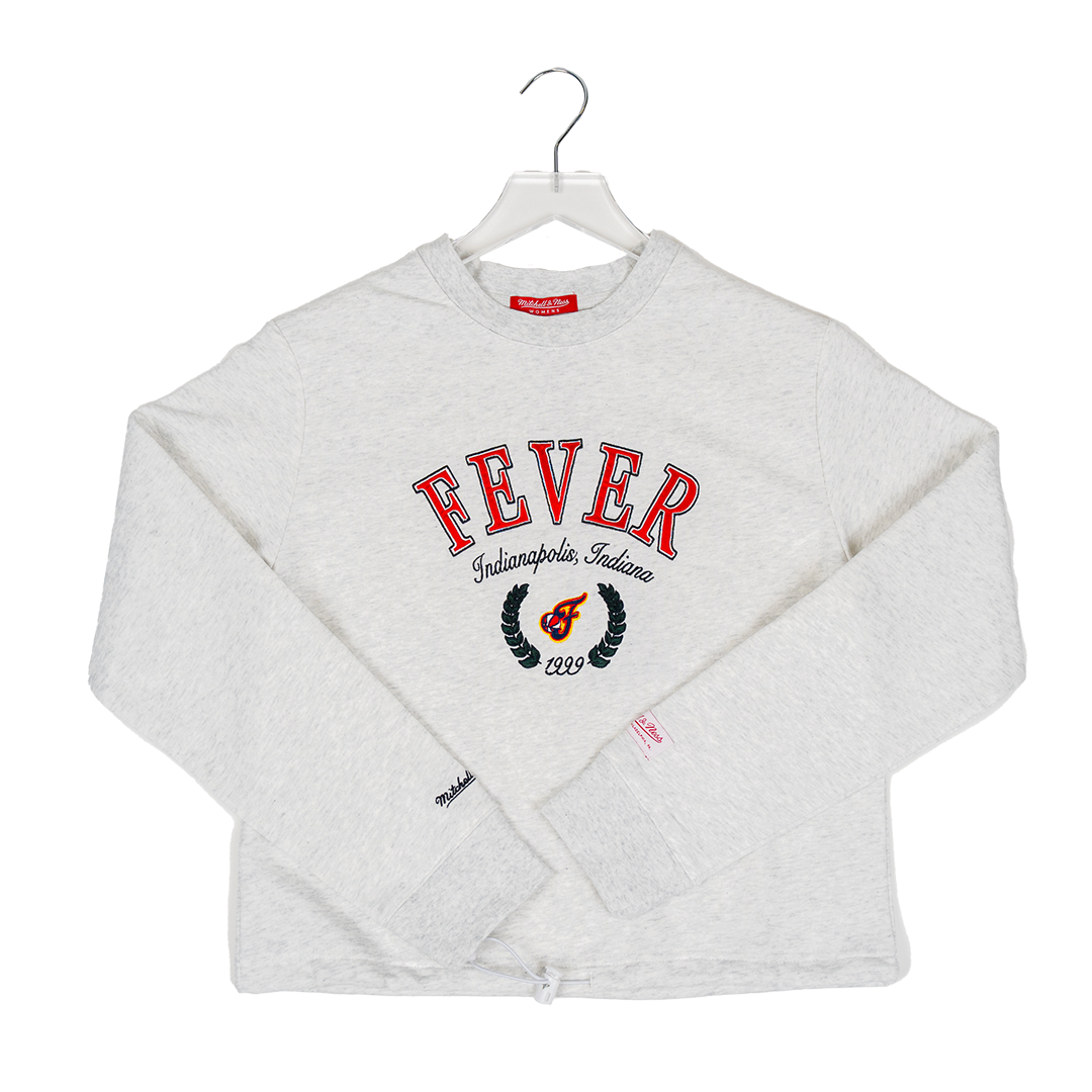 Women's Indiana Fever Toggle Crew Fleece in grey by Mitchell and Ness