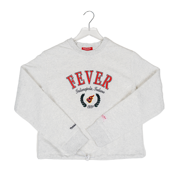 Women's Indiana Fever Toggle Crew Fleece in grey by Mitchell and Ness