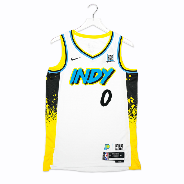 Adult Indiana Pacers #0 Tyrese Haliburton 24-25' CITY EDITION Swingman Jersey in White by Nike