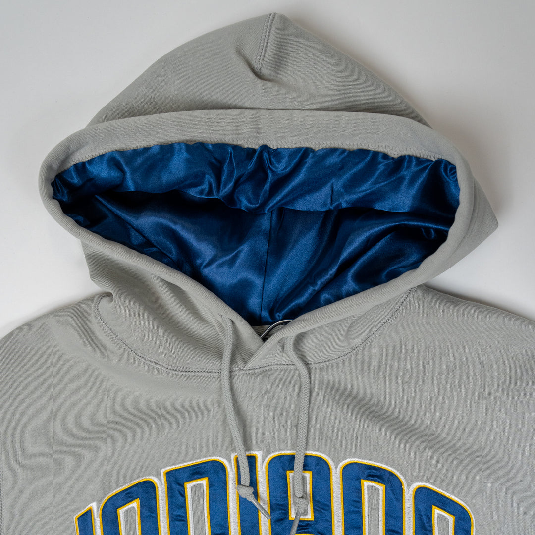 Adult Indiana Pacers Satin Wordmark Hooded Sweatshirt In Grey by New Era