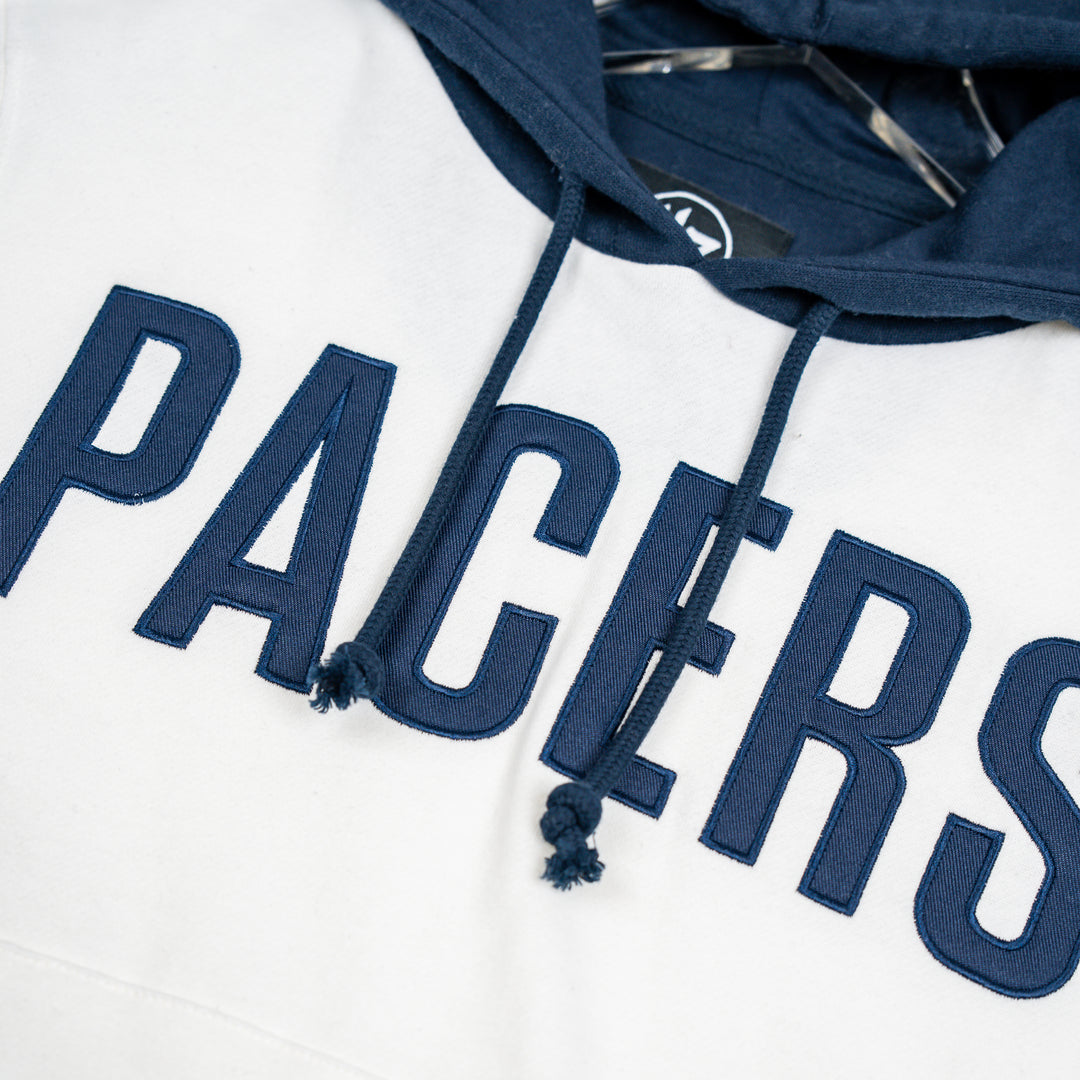 Women's Indiana Pacers Cropped Shortstop Pullover Sweatshirt in White by '47