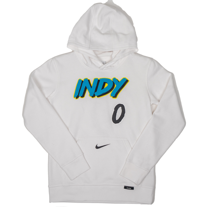 Youth Indiana Pacers #0 Tyrese Haliburton 24-25' CITY EDITION Name and Number Sweatshirt in White by Nike