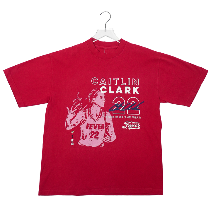 Adult Indiana Fever Caitlin Clark Rookie Of The Year T-shirt in Red by Round 21