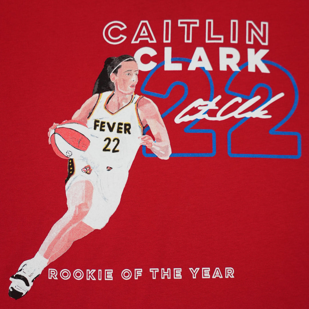 Youth Indiana Fever Caitlin Clark Rookie Of The Year T-shirt in Red by Round 21