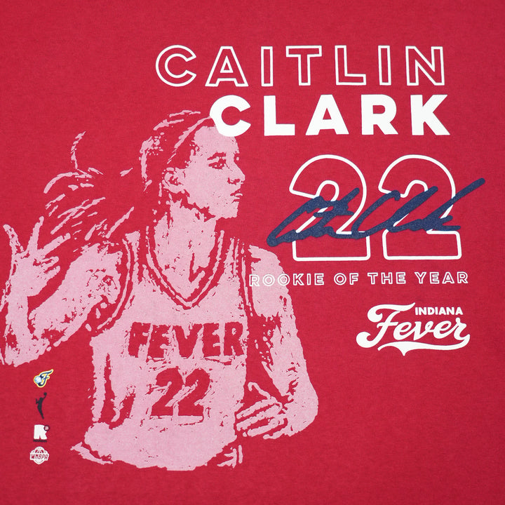 Adult Indiana Fever Caitlin Clark Rookie Of The Year T-shirt in Red by Round 21