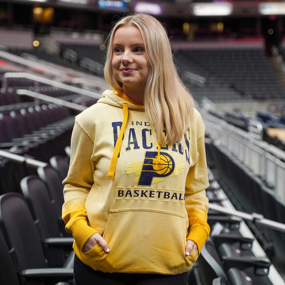 Adult Indiana Pacers Blake Sunfade Hooded Sweatshirt in Gold by Sportiqe