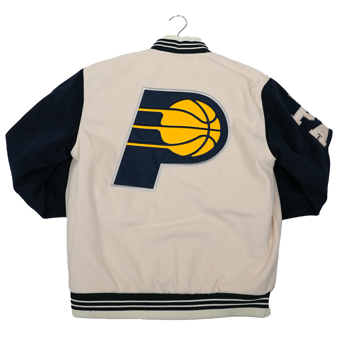 Adult Indiana Pacers Wool Varsity Full-Zip Reversible Jacket in Natural by J.H. Designs