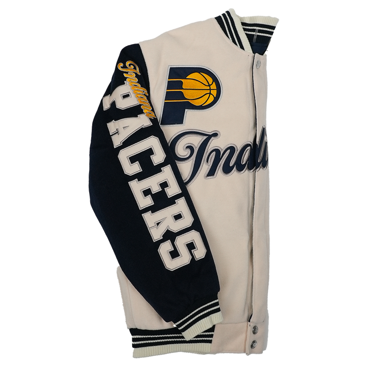 Adult Indiana Pacers Wool Varsity Full-Zip Reversible Jacket in Natural by J.H. Designs